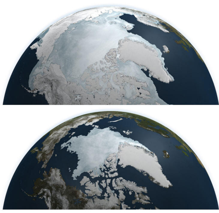 Artic Sea Ice Melting World Map